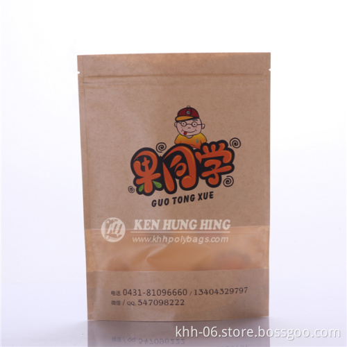 Eco Kraft Paper Bag with Window Zipper Stand up Pouch Manufacturer